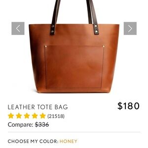 Portland Leather Large Tote Honey Color